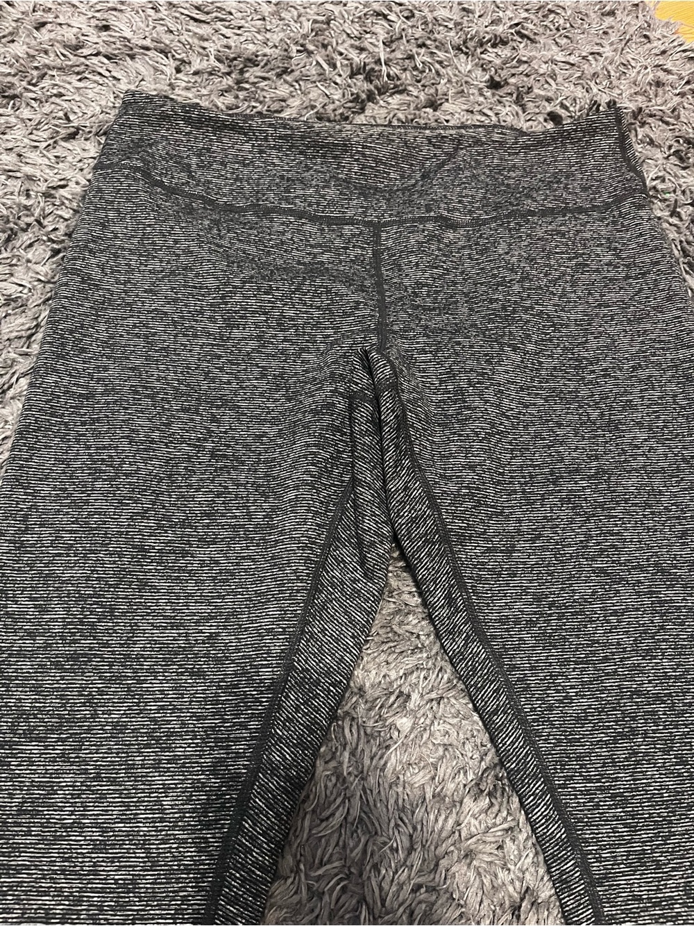 Zella Heathered Black/Gray Spaced Dyed Mid Rise Waist Leggings Size L